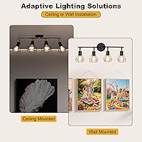 Vista 4 de HiBay 4-Light Track Lighting Farmhouse, Directional Ceiling Track Light Fixtures Black, Industrial Flush Mount Spotlight for Kitchen, Dining Room