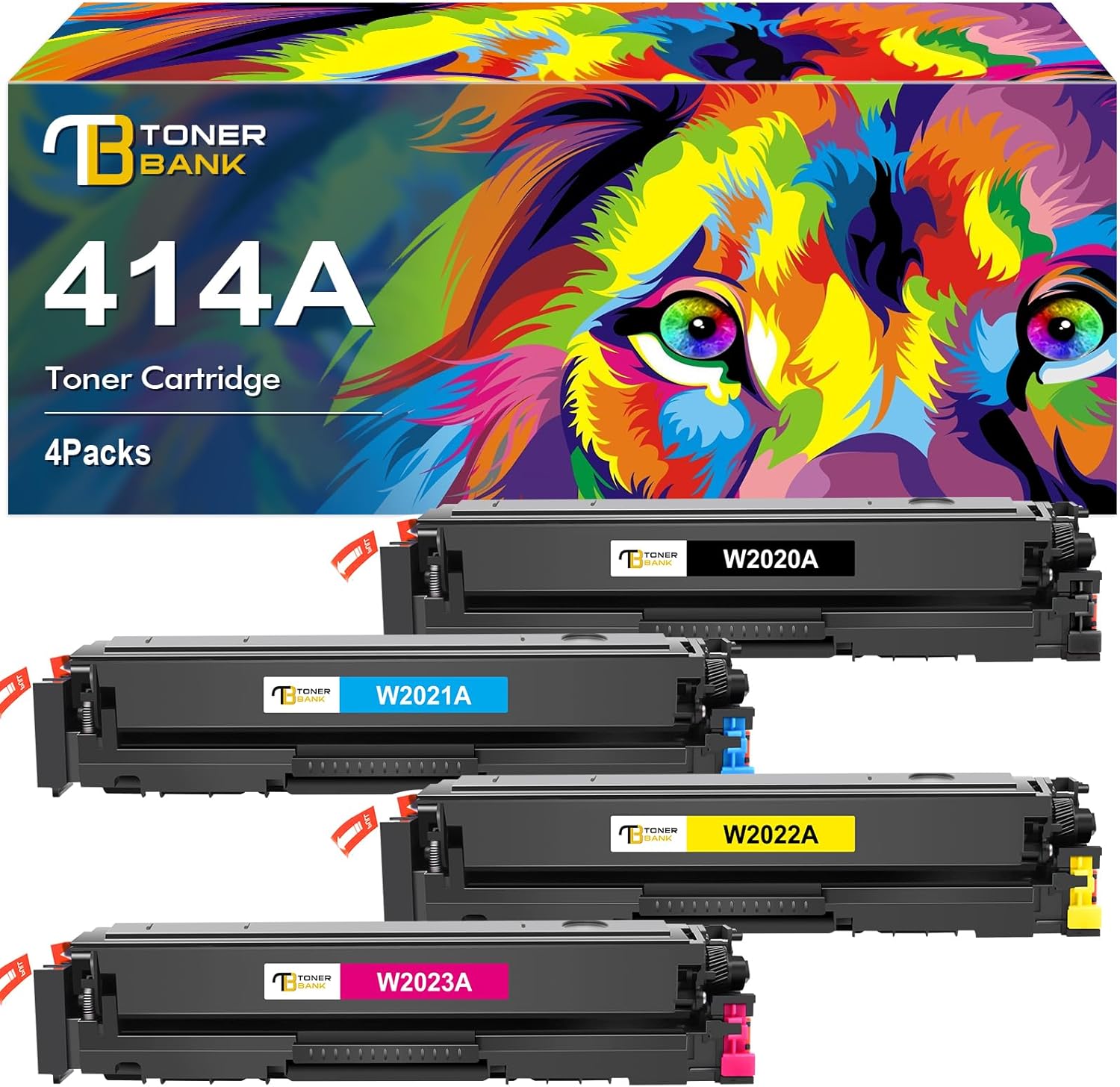 Toner Bank Compatible Toner Cartridge Replacement for HP 414A 414X 414 W2020A Work with Laserjet Color Pro MFP M479fdw M454dw M479fdn M454dn M479 Laser Printer Ink (Black Cyan Magenta Yellow, 4-Pack)