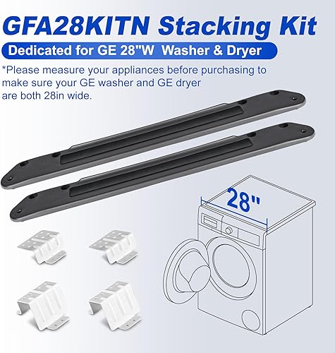 Miniatura 2 de GFA28KITN - Kit de apilamiento para lavadora GE de 28 pulgadas de ancho, kit de soporte de apilamiento para lavadoras y secadoras de carga frontal