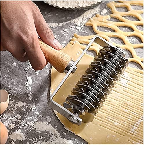 Cortador de masa de celosía de acero inoxidable, cortador de rodillos de corteza de pan de pizza de celosía superior de celosía de masa de
