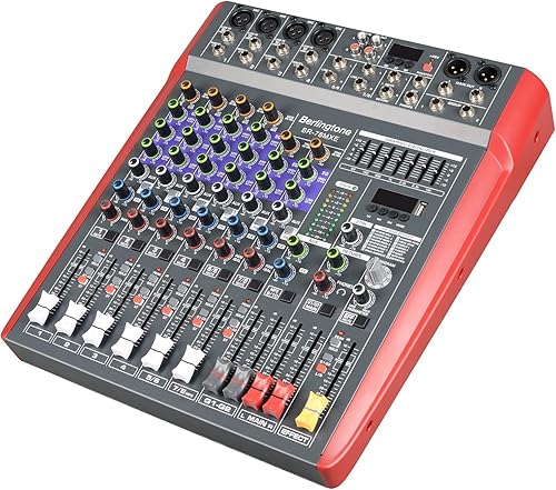 Miniatura 3 de Berlingtone BT-78MXE, mezclador profesional de audio de estudio Bluetooth de 8 canales, controlador de sonido DJ, unidad USB, grabación de PC, RCA,