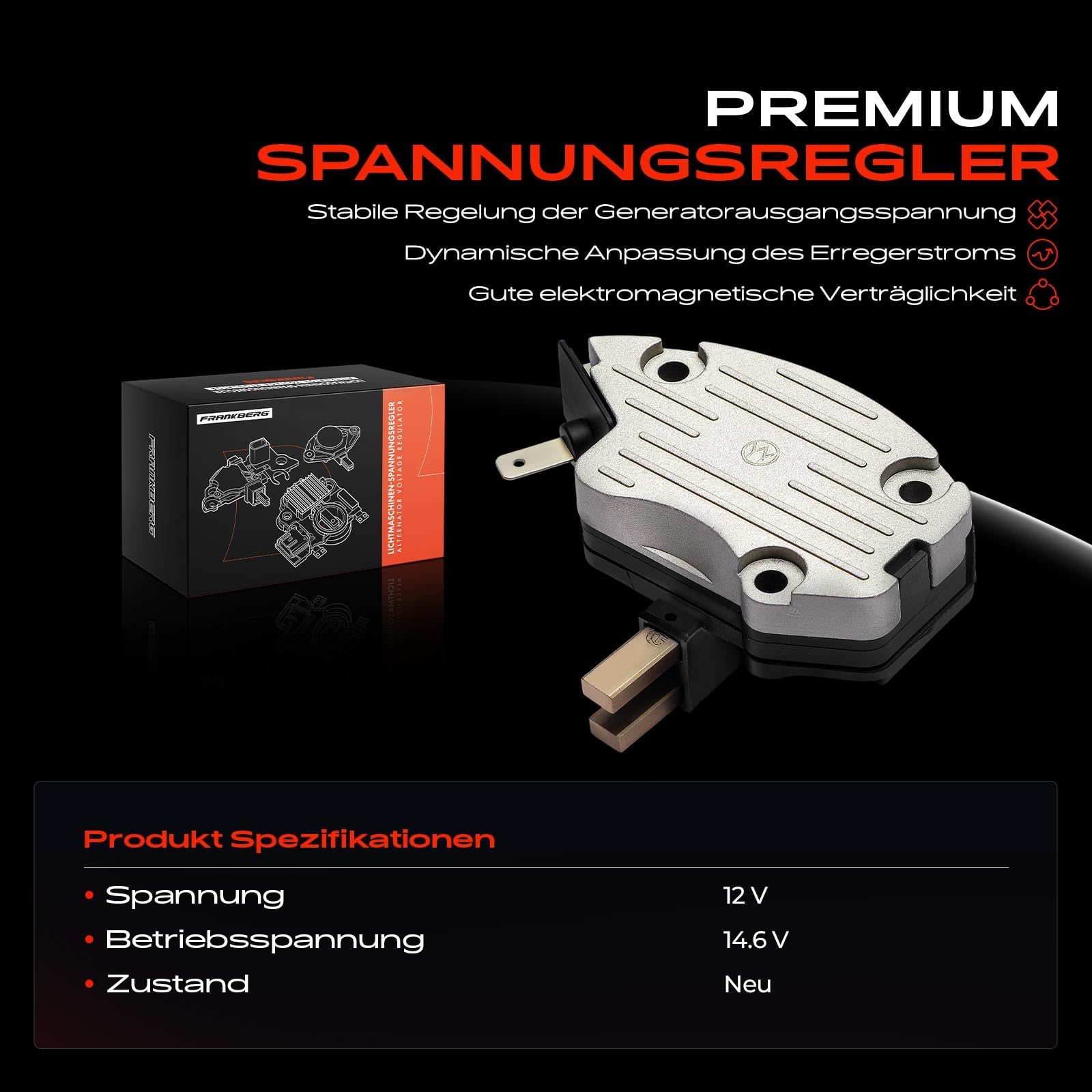 Frankberg Regulador del Alternador 1-Polos 14,6V Compatible con Maestro Capri Escort Fiesta Granada Orion R.a.n.g.e R.o.v.e.r I Replace# 131277