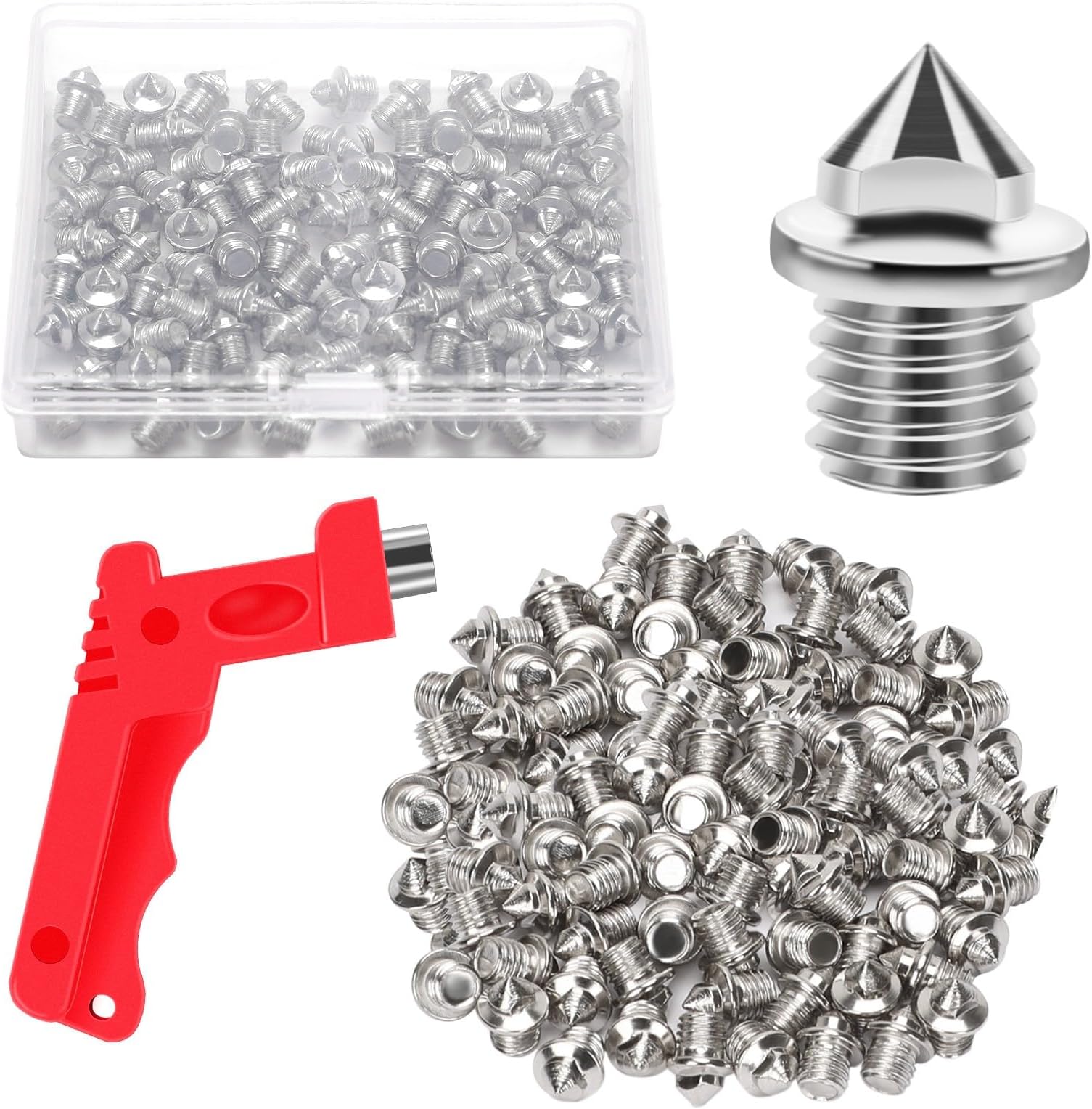 JULMELON 120PCS 3/8 inch Hard Stainless Steel Track and Cross Country Spikes Golf Shoe Spikes with Spike Wrench, Silver