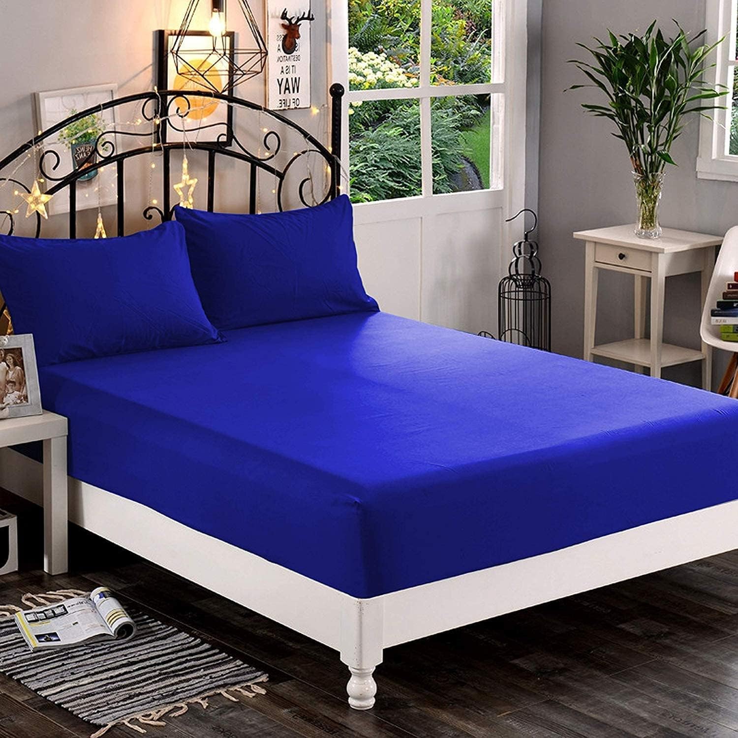 Extra Deep Pocket Full Sheet Set - 500 TC Bedding Sheets & Pillowcases - Extra Deep Pocket Sheets up to 21" Mattress - Bed Sheet Set - 4 Piece Full, Royal Blue