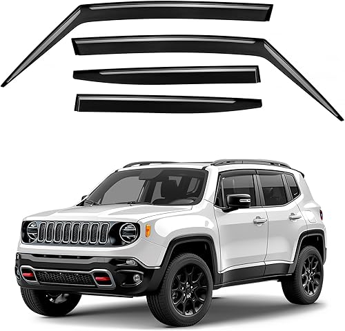 GrandWheel Co - Deflectores de visera de ventilación de ventana lateral tintados ahumados, protectores de lluvia compatibles con Jeep Renegade