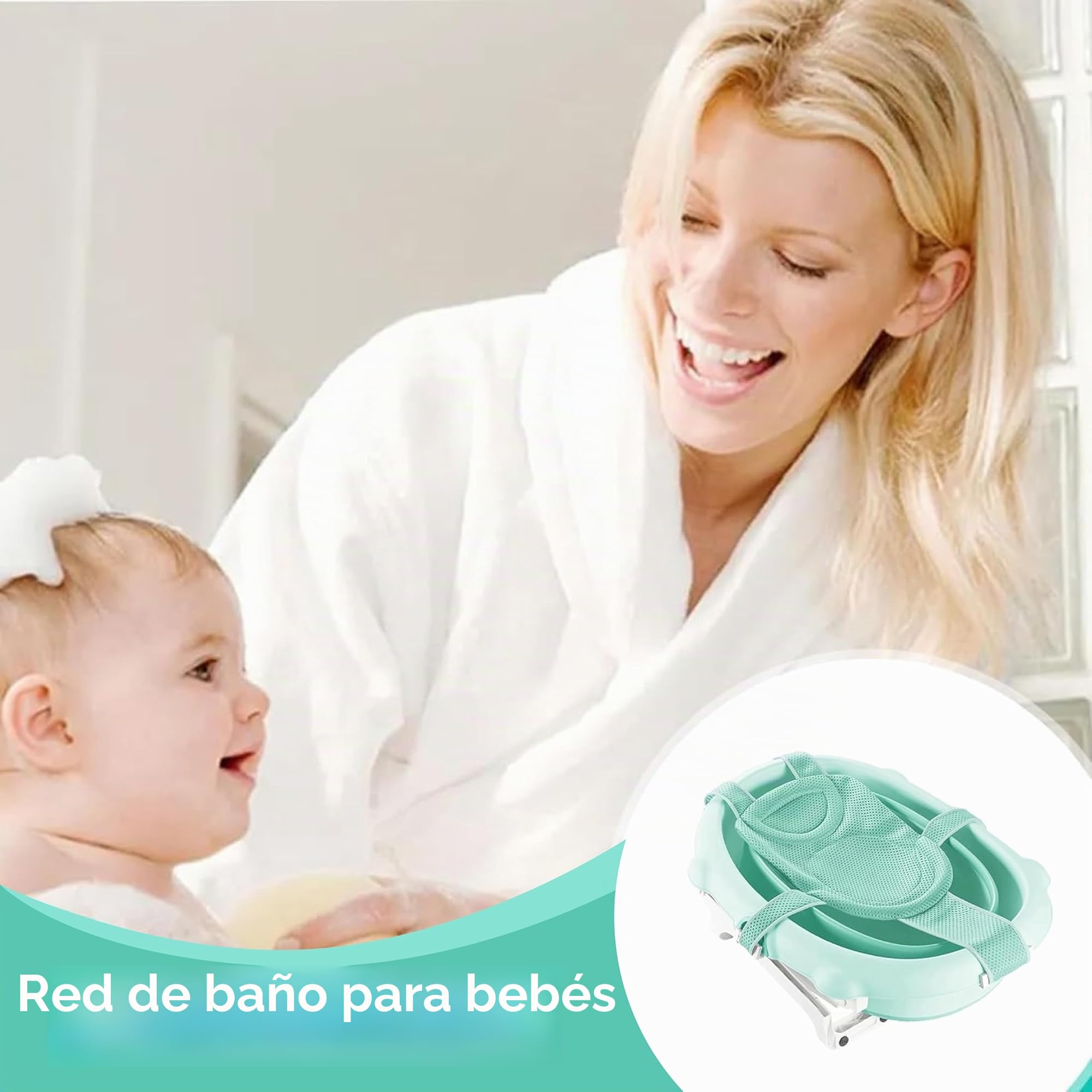 Baby Bath Net, Baby Bath Mat with Adjustable Mesh, Non-Slip Mat with Safety Belt, Baby Bath Net, Newborn Mat (Green) Baby Products