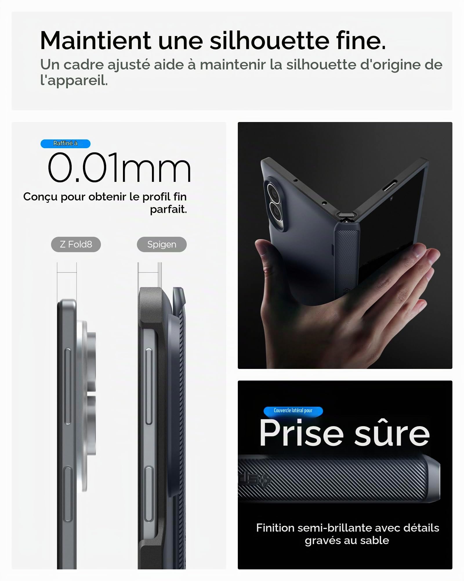 Spigen Slim Armor Pro MagFit Coque pour Samsung Galaxy Z Fold 8 - Gris