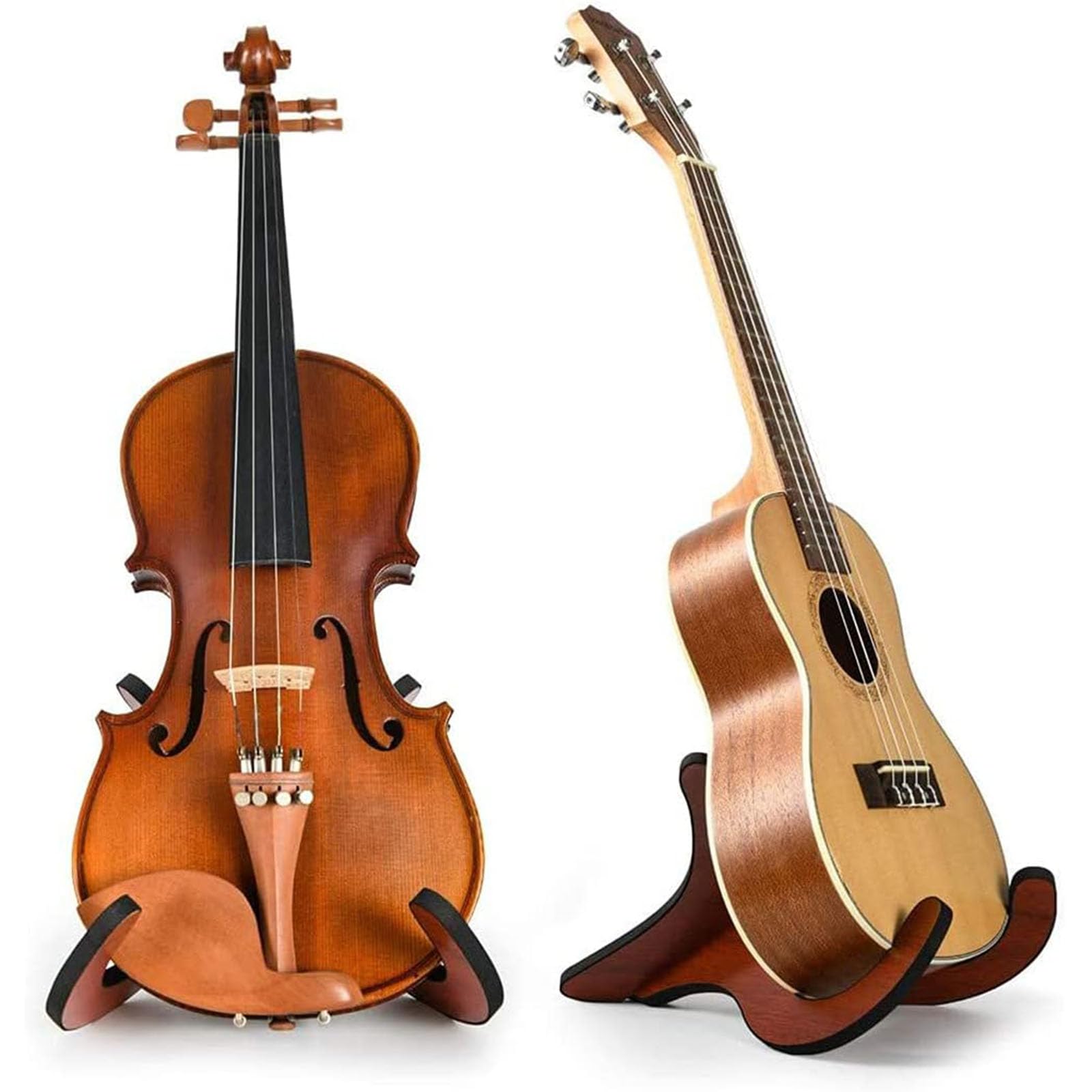 Butyeak Porta Ukulele da Terra con Gomma Morbida, Supporto per Ukulele in Legno, Supporto per Violino, Strumento Staccabile Supporto Ukulele, Supporto per Chitarra Portatile, Supporto Kalimba