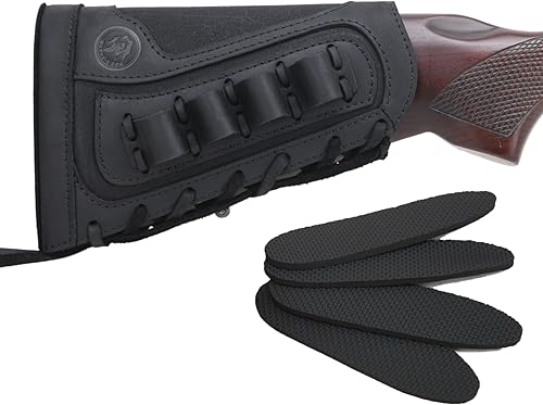 Soporte de carcasa de pistola de cuero auténtico, extensión de almohadilla de retroceso de lona para escopetas y rifles