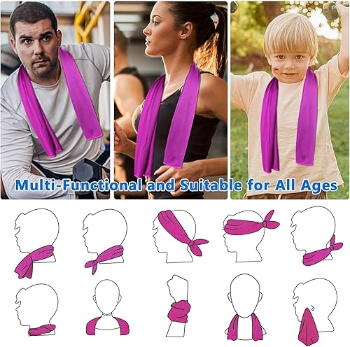 Miniatura 5 de Sukeen 4 unidades Toalla de refrigeración (40 x 12 pulgadas), toalla de fresca, toalla de microfibra suave transpirable para yoga, deporte, correr,