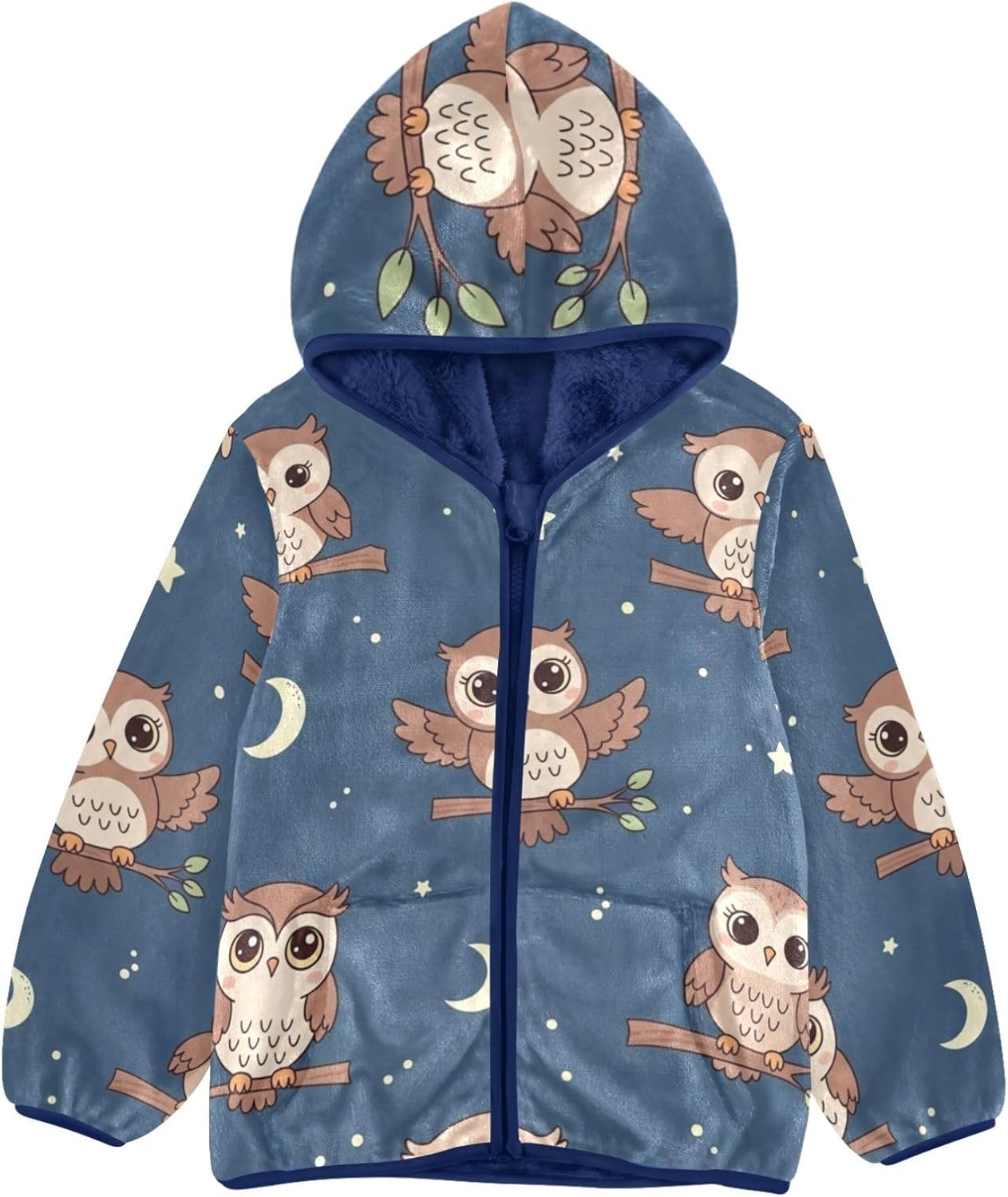 GuoChe Cute Owls Pattern Toddler Fleece Zip Up Winter Coat Toddler