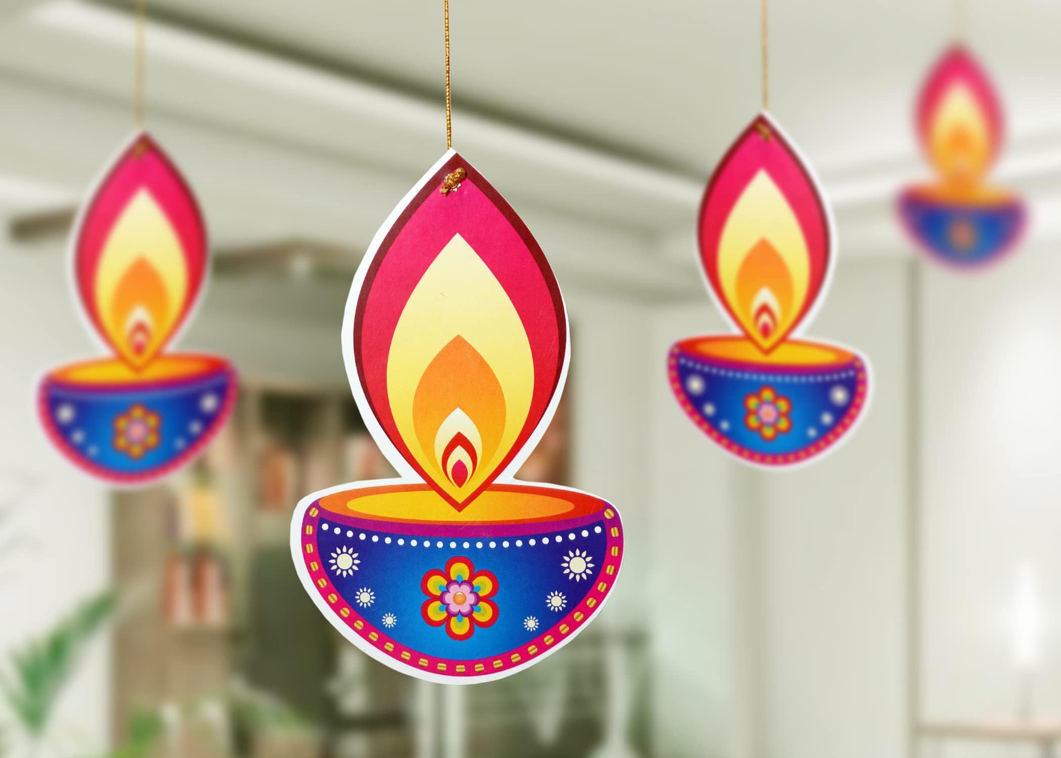 TOYXE Paper Hanging Deepak for Diwali Decoration Set of 10 Pcs Diyas and Lights Toran Deepawali Home Decor Festive Hanging Decorations Diwali Festival Items Vibrant Wall Ceiling Décor