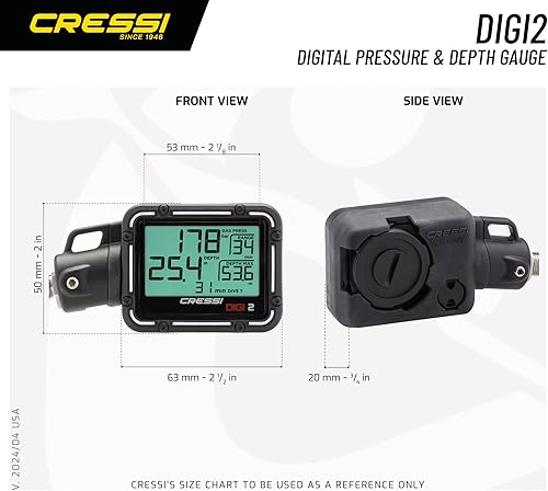 Miniatura 5 de Cressi Scuba Diving Pressure Gauge and Depth Gauge - Easy to Read and Carry - Digi2 Made in Italy