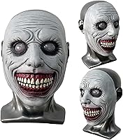 Vista 1 de Máscara de terror de Halloween, máscara de terror de demonios sonrientes, máscara de terror espeluznante con ojo blanco unisex - WhiteEyes