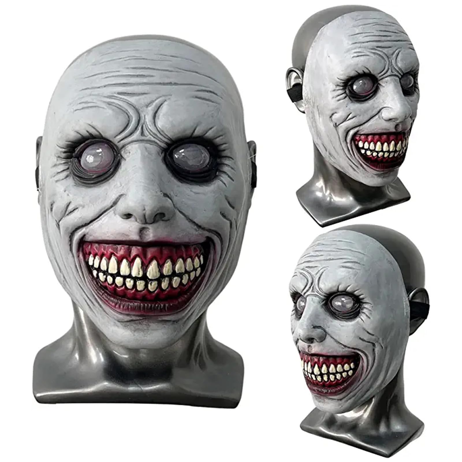Gruselige Halloween Maske Lächelnde Dämonen Horror Maske Gruseligste Gruselige Horror Kostüm Maske mit weißem Auge für Unisex