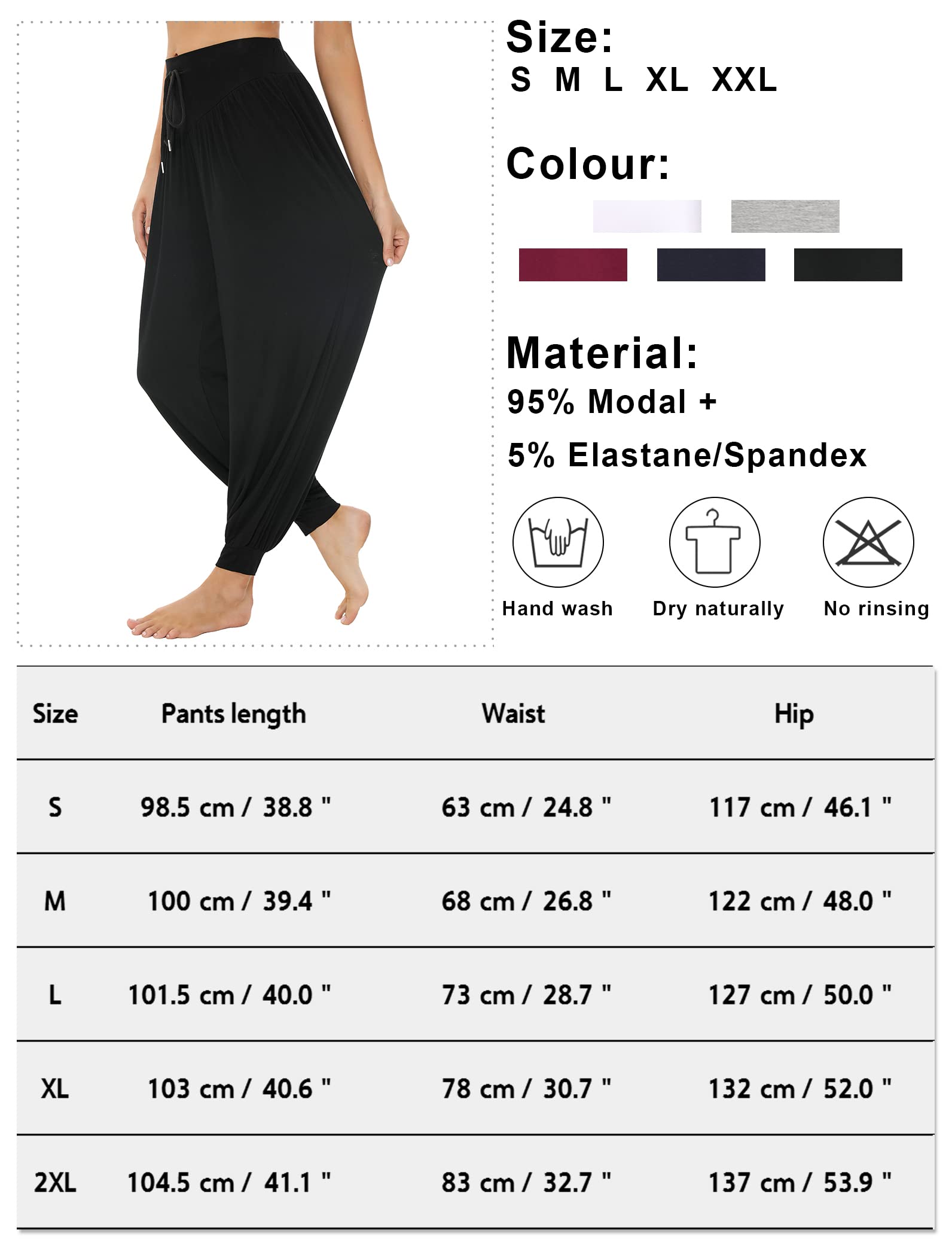 Terecey Pantaloni Harem Donna,Pantaloni da Yoga Donna con Tasche,Pantaloni Donna Eleganti Vita Alta,Pantaloni Donna sprotivi Cotone per Jogging, Danza, Pilates S-3XXL