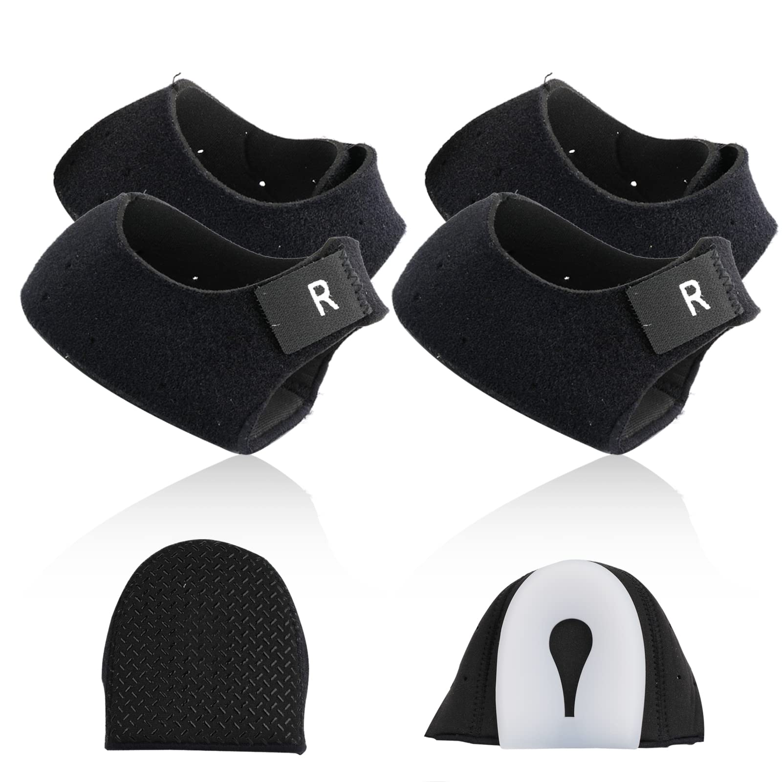 Heel Cups for Heel Pain, Heel Supports Heel Cups for Plantar Fasciitis, Heel Spur, Achilles, Tendinitis, Heel Pain Relief,Adjustable Heel Cushion Pads Men Women by V.Step, 4Pcs Black