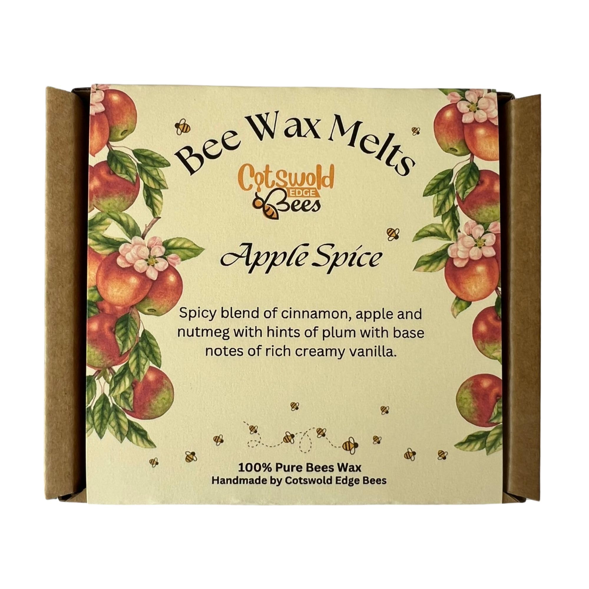 Bees wax Strong Scented Christmas Melts, Apple Spice, 5 Melts per pack in a Gift Box, Handmade in the UK, Natural Wax — image 1