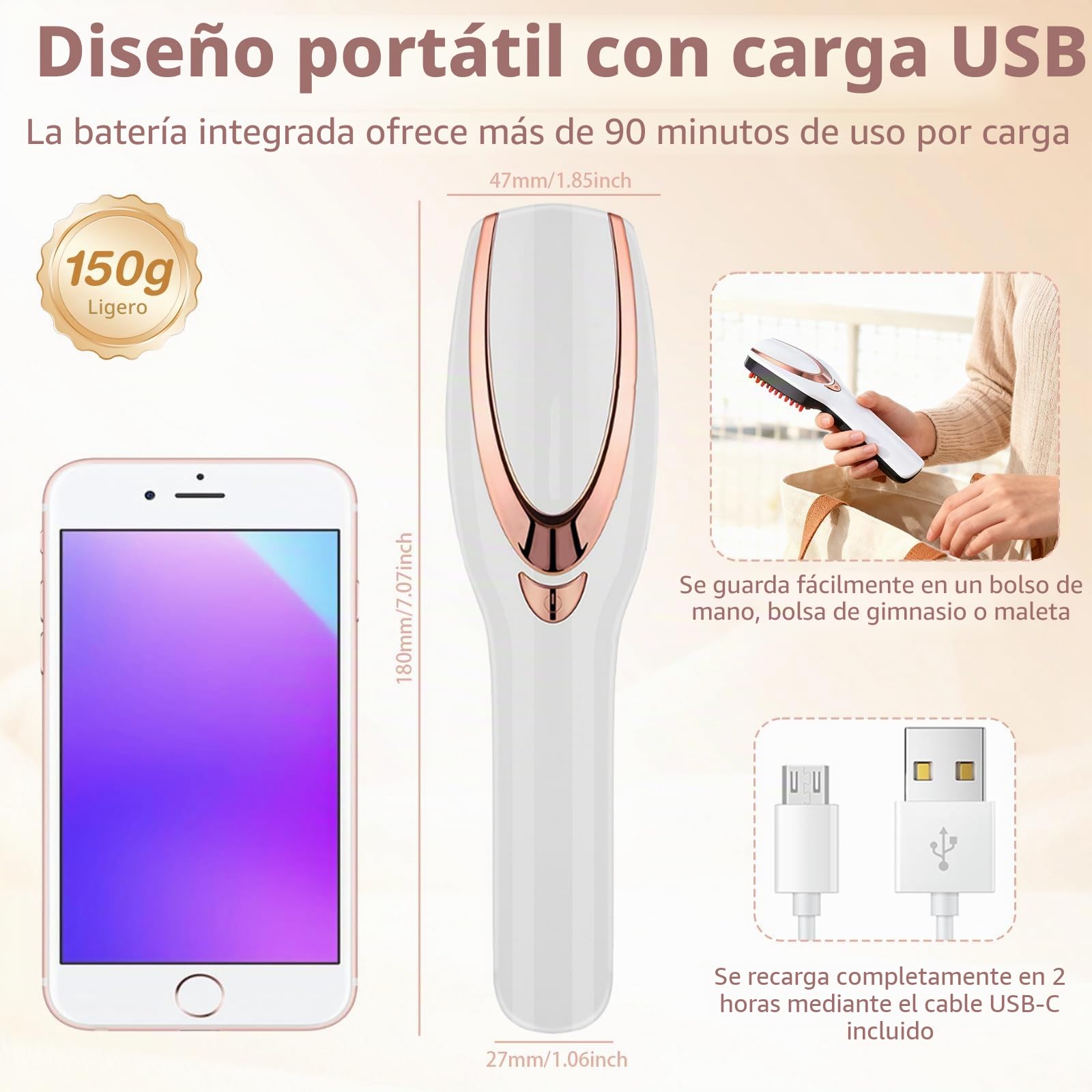 Cepillo de masaje eléctrico para el cuero cabelludo, crecimiento del cabello, vibración, peine de masaje para el cuero cabelludo, masaje de cabeza para relajación y alivio del estrés