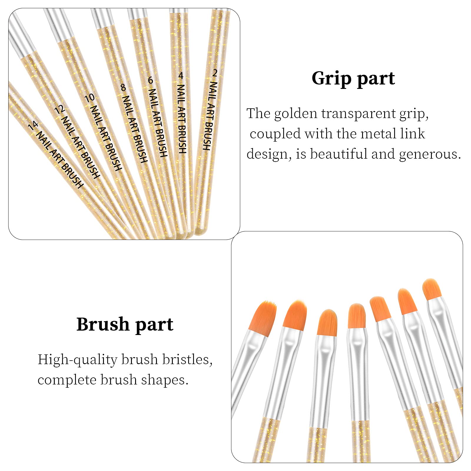 7 Pezzi Pennelli per Unghie Set, Pennello Gel Unghie, Gel UV e Spazzola di Arte del Chiodo per Unghie in Acrilico, Spazzola per Ricostruzione Unghie Gel UV per Pittura Penna Strumento (B)