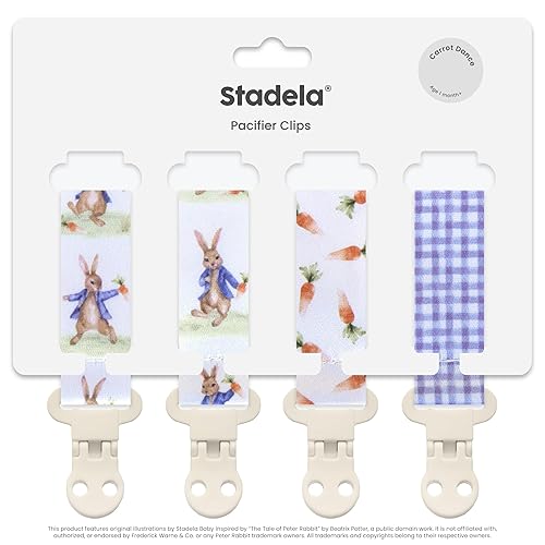 Miniatura 10 de Stadela Juego de 4 soportes para chupete de bebé, con clip para niña, ajuste universal