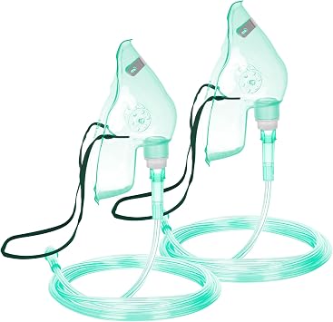 ANSNF Oxygen Mask for Adult Face, Green Oxygen Mask with 6.6 Ft Tubing and Adjustable Elastic Strap, 2 Pack - L