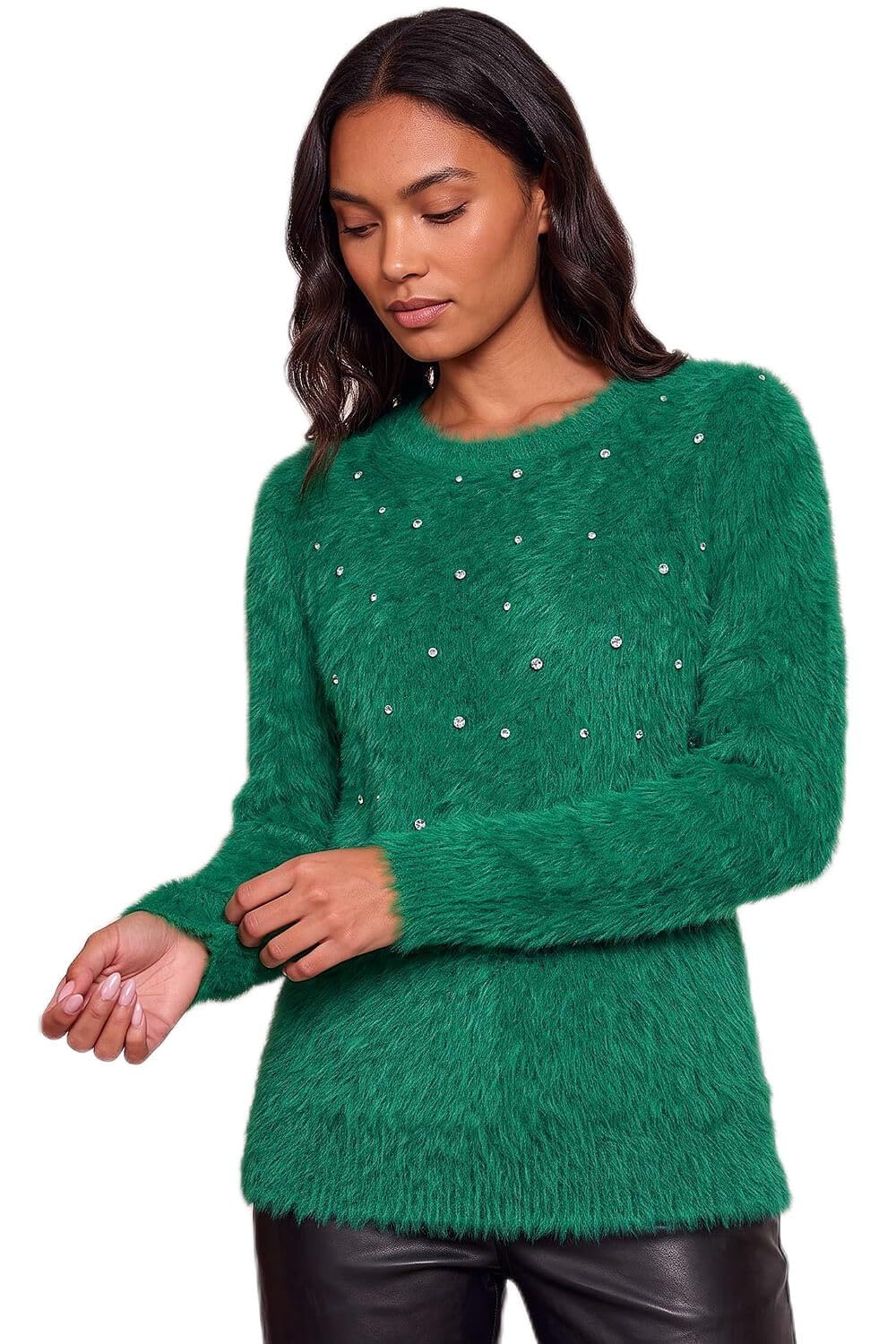 Roman Fluffy Yarn Jumper for Women UK Ladies Thick Sweater Warm Cosy Chunky Knitted Pullover Winter Furry Casual Smart Textured Everyday Cuddly Soft Knitwear