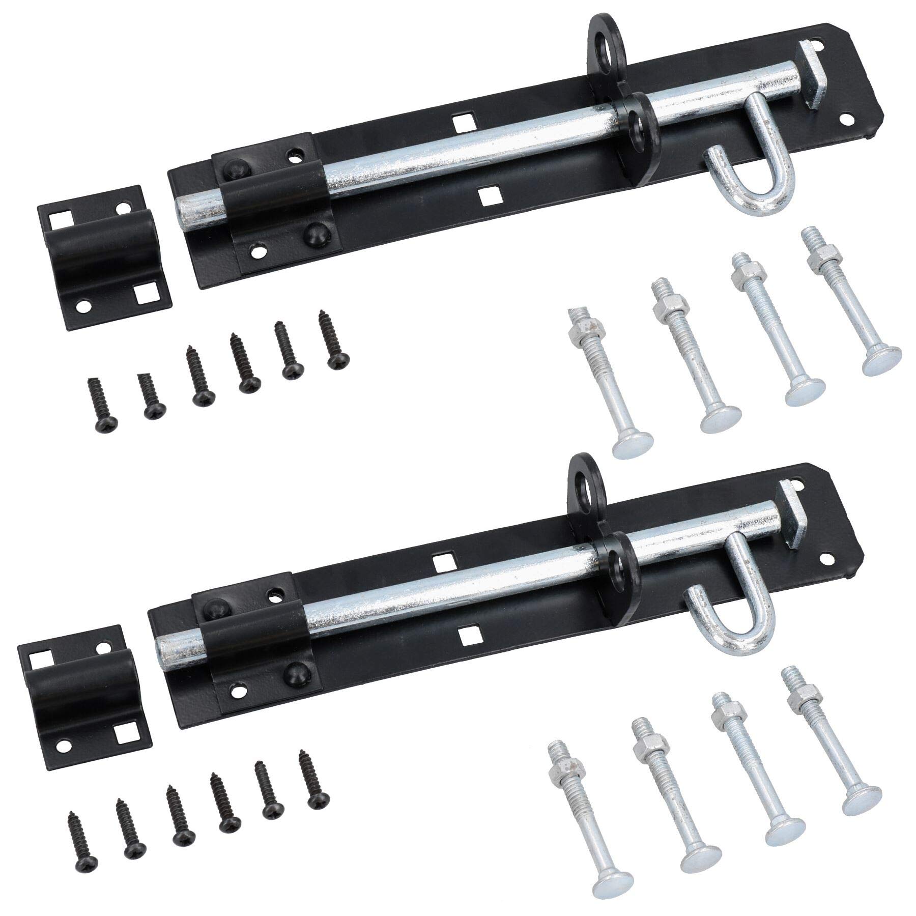 Ab Tools Black 8” (200Mm) Brenton Slip Bolt Padbolt Slide Latch Lock Catch Sheds Gates 2Pk