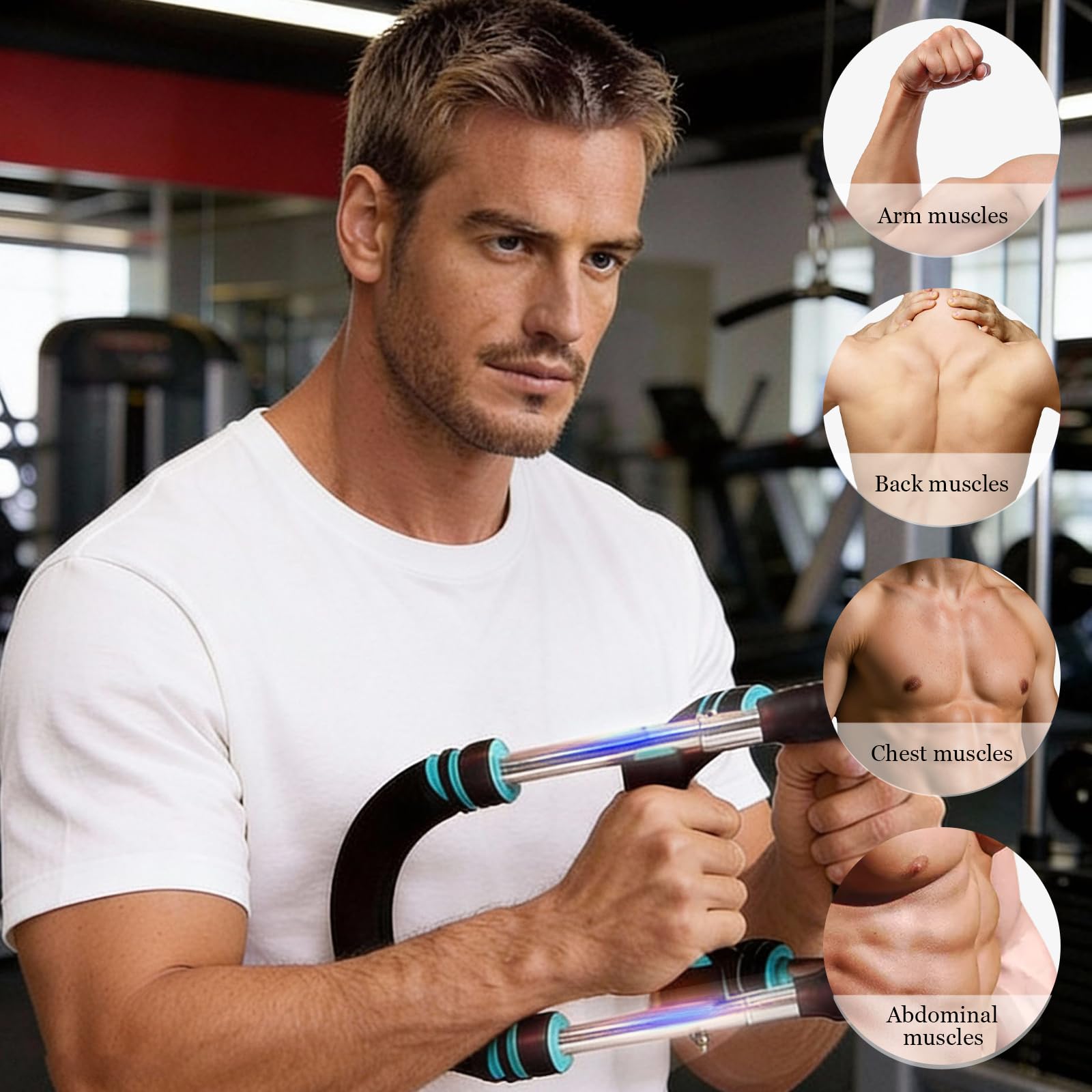 Twister Armtrainer, Verstellbares Brust Trainingsgerät & Muscle fit Gerät (30-50 kg), 3 Stufen Portable Power Twister Stange mit Abnehmbarem Design für Home Gym, Büro & Reise