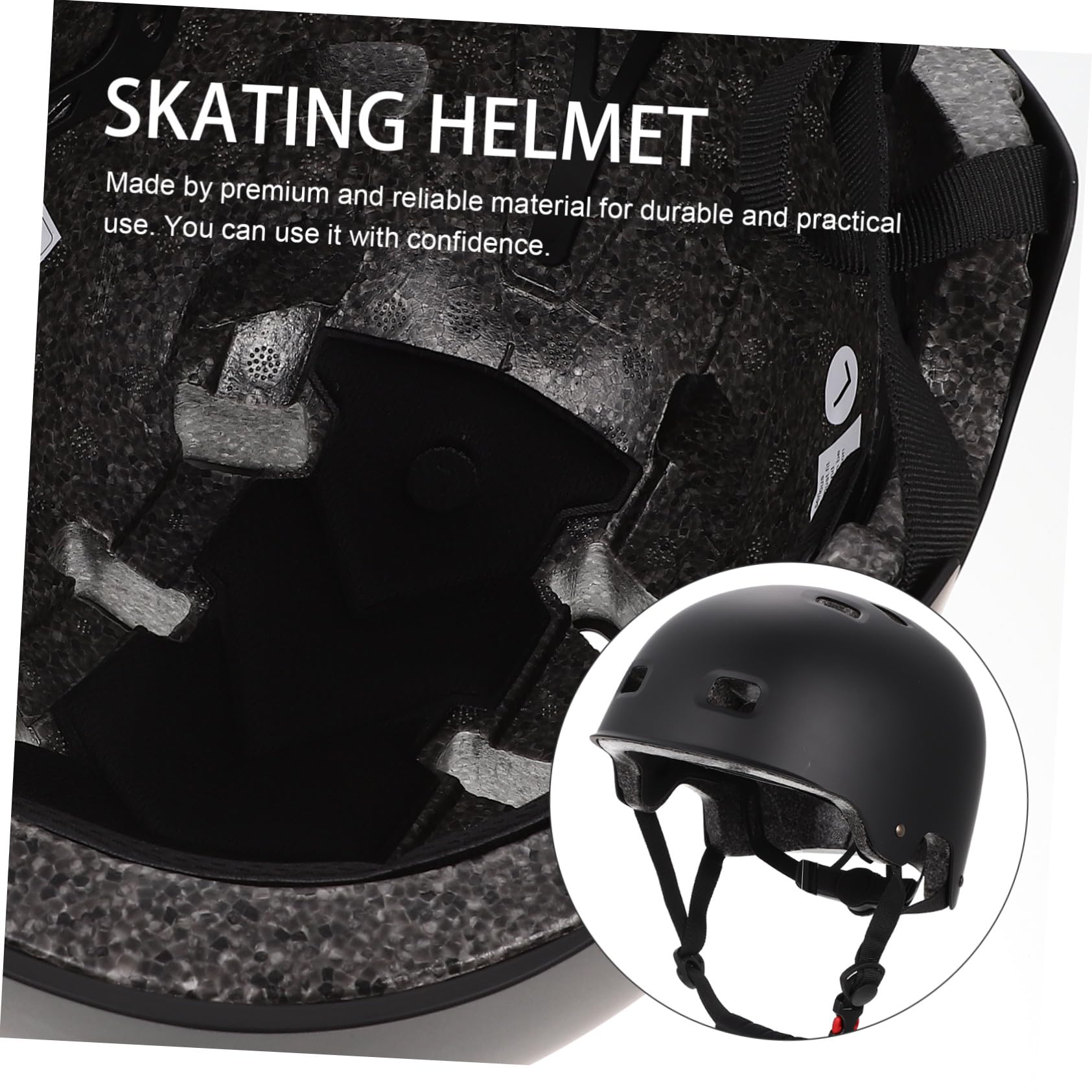 Casque de Skateboard Sportif Adulte Ventilé Abs Noir 1 Pièce | Léger et Portable, Usage Vélo et Patinage en Extérieur, Style Mode, pour Hommes et Femmes