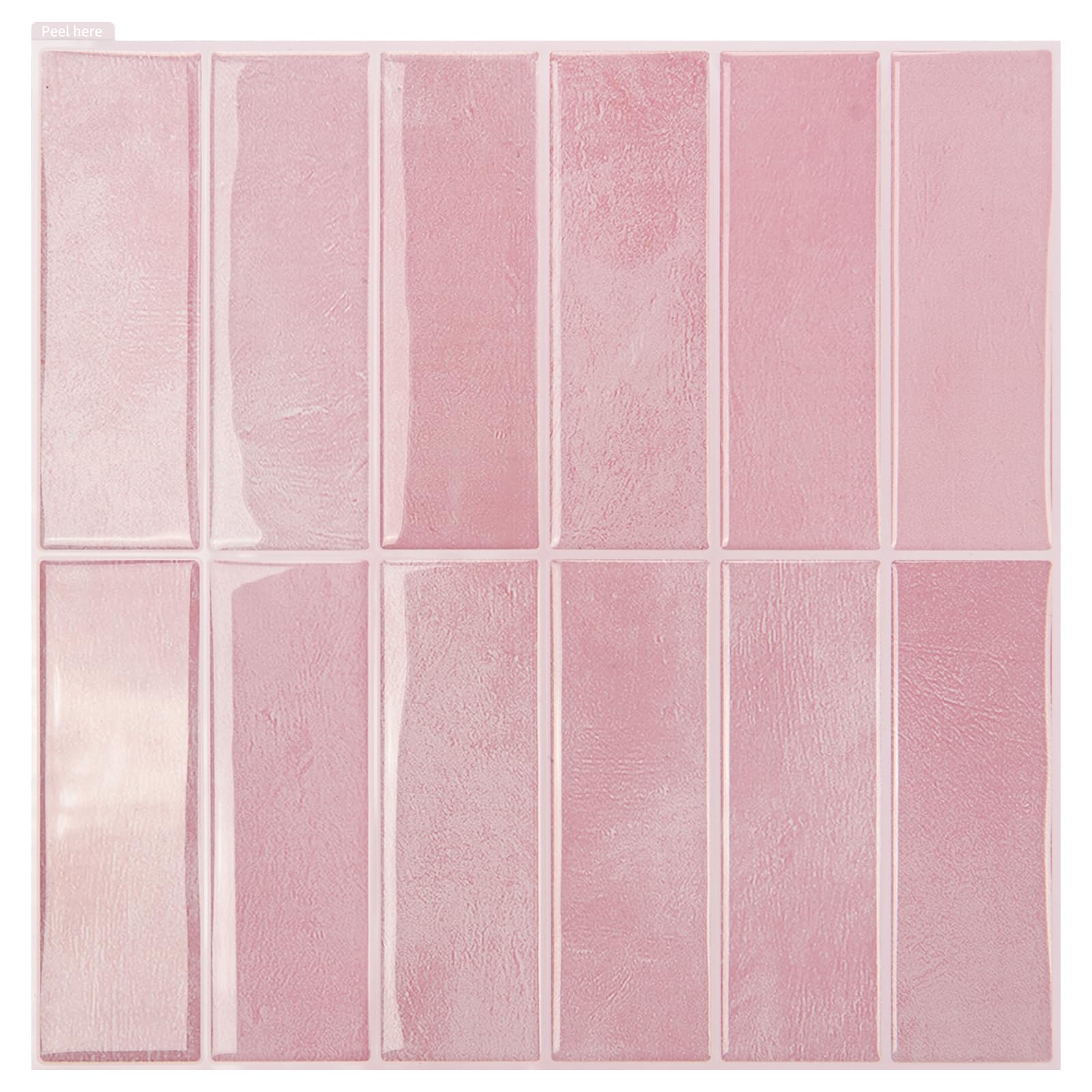 Art3d Fliesenaufkleber Klebefliesen Fliesenfolie Rosa Wandaufkleber Metro Fliesen Fliesendekor Selbstklebend Wandfliesen RV Küche Bad 10 Blätter (30,5 x 30,5 cm)