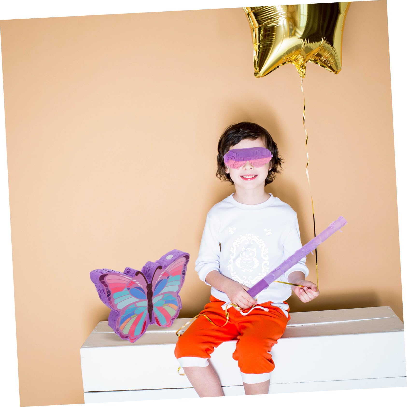 Piñata Incluye Palo Material de Papel Seguro con Motivo de Mariposas para Juegos Interactivos de Fiesta para Cumpleaños Infantiles en Fiestas de Niñas