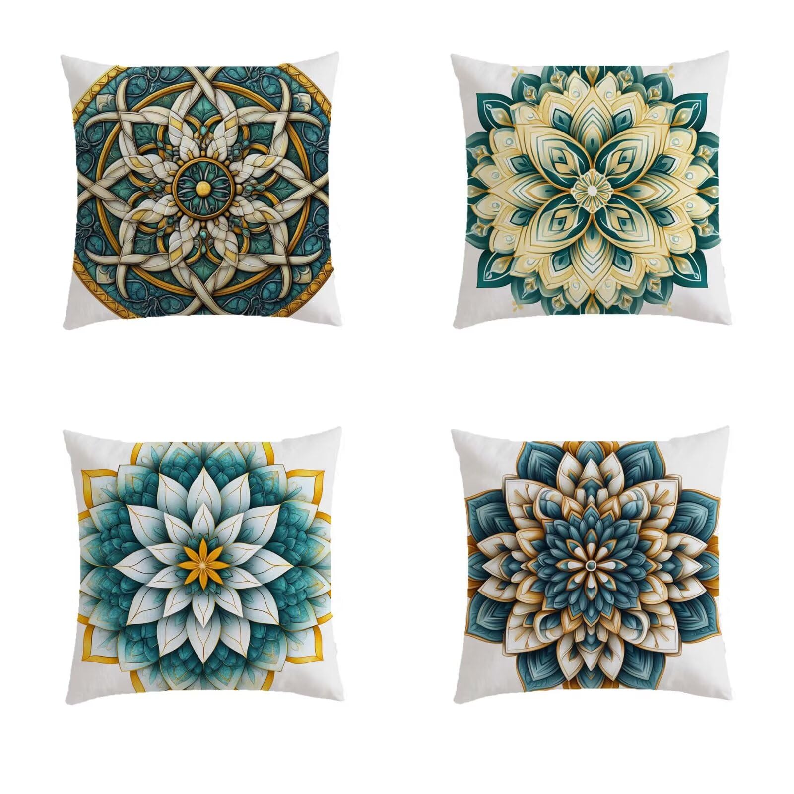 Housse coussin extérieur 50x50 imperméable turquoise taie oreiller salon jardin carré S716