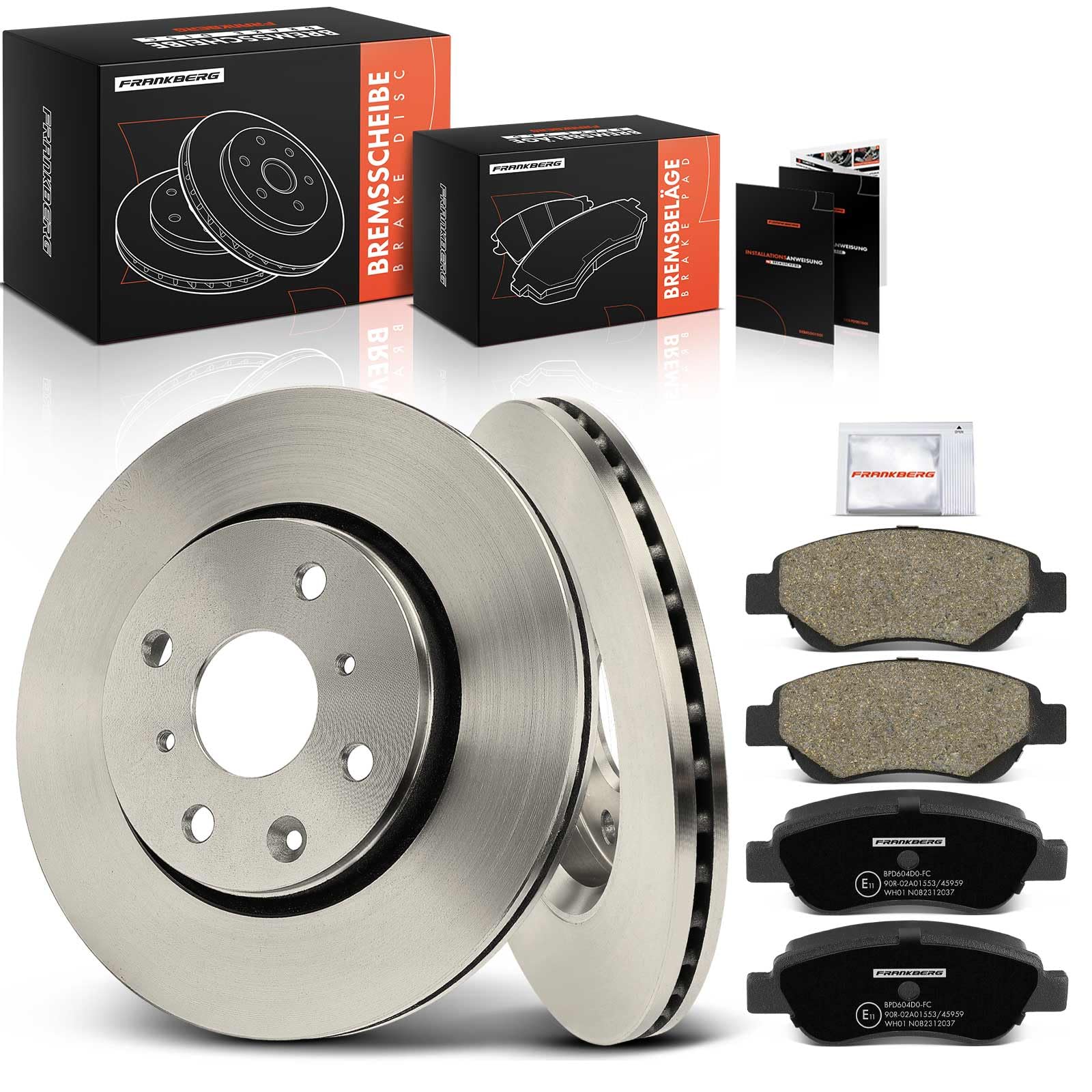 Frankberg Set freni incl. 2x Dischi Freno + 4x Pastiglie dei Freni Anteriore Compatibile con C1 II PA PS 108 107 PM PN C1 PM PN Aygo B1 Replace# 4246J0,4246F0