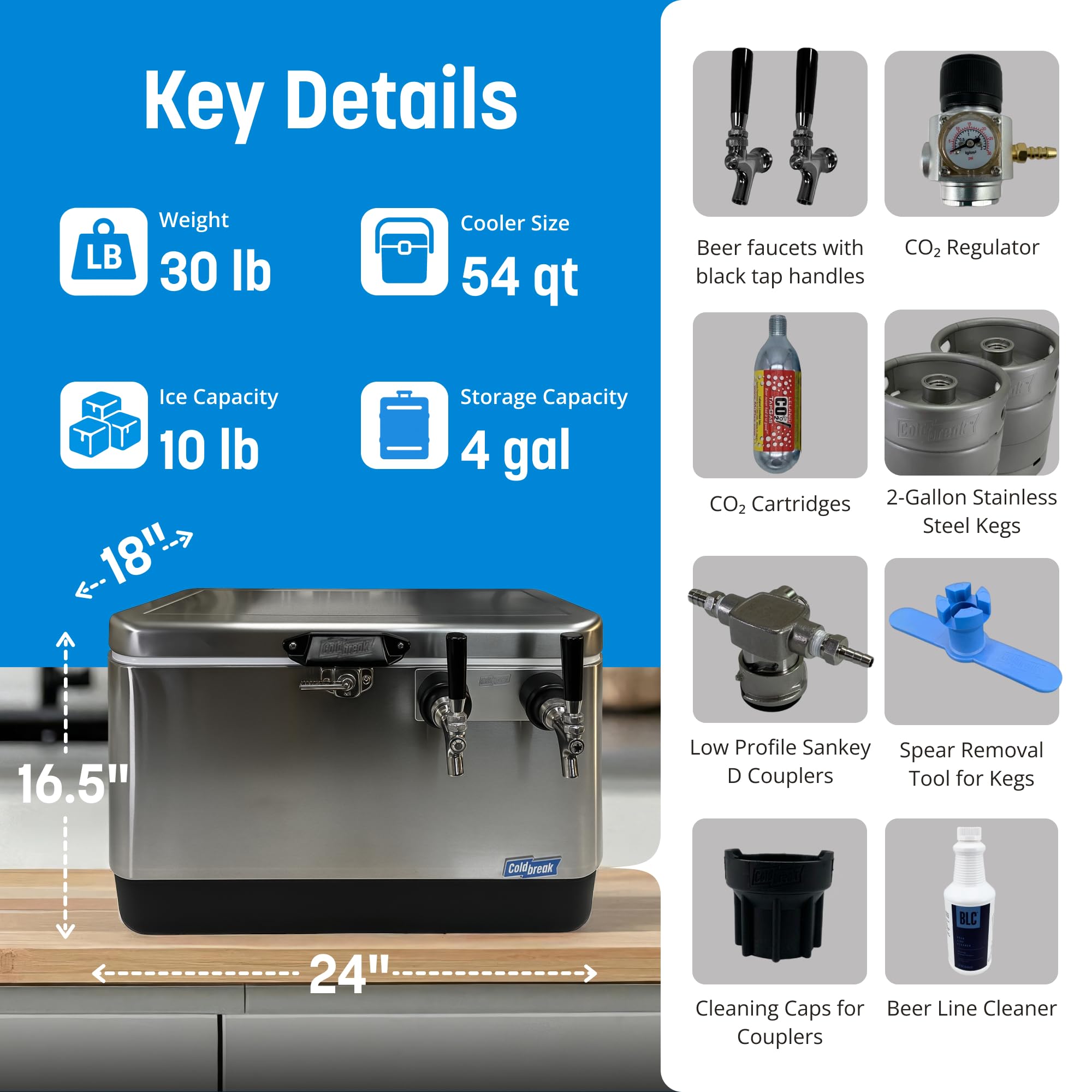 Coldbreak Coldone Duo Portable Kegerator, (2) Two Gallon Kegs, Batch Craft Coctails, Easy Fill on Fridge.com - View 2