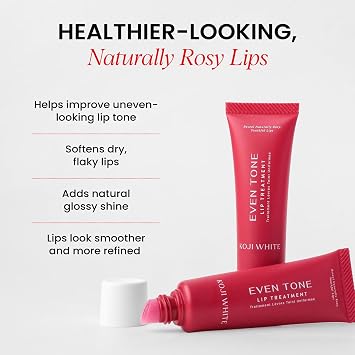 Koji White Lip Discoloration Treatment for Dark Lips | Moisturizer & Hydrating Lip with 1% Kojic Acid, Hyaluronic Acid, Vitamin C, Carrot Oil - Beeswax-Free, Vegan Chapstick, 0.23 Fl Oz