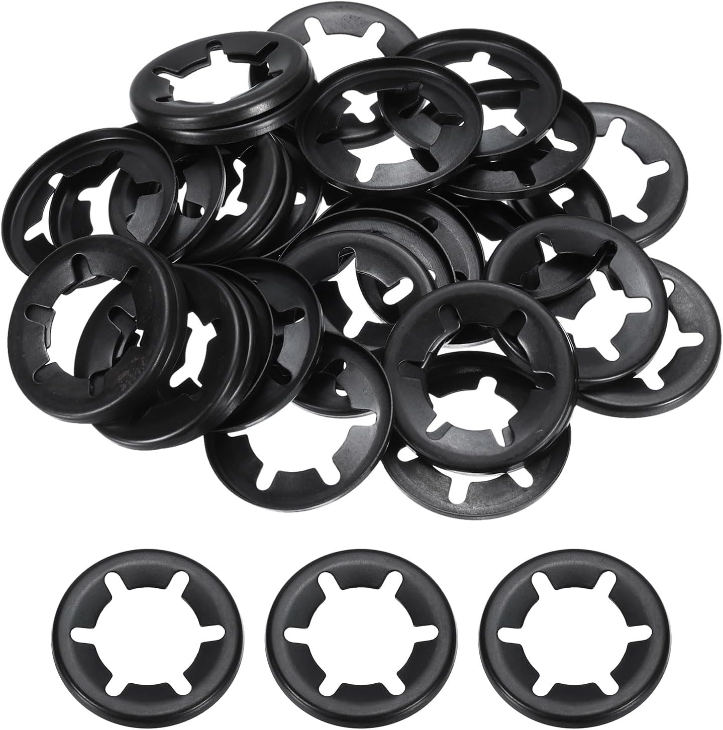 uxcell 30pcs Internal Tooth Star Lock Washers M16 Push on Retaining Clips Quick Speed Locking Washers, 65Mn Steel Starlock Push Nuts