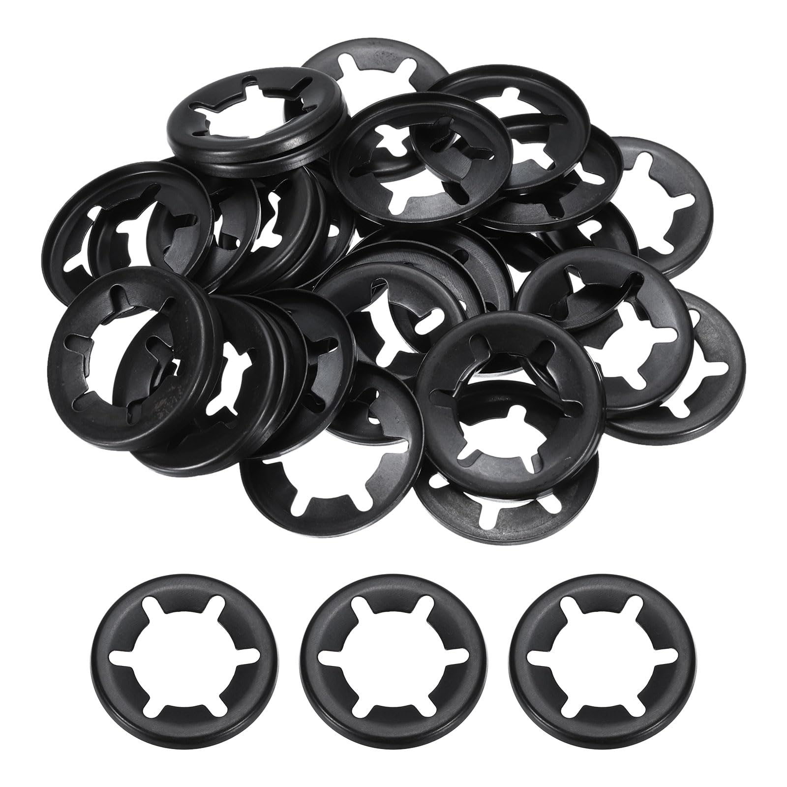uxcell 30pcs Internal Tooth Star Lock Washers M16 Push on Retaining Clips Quick Speed Locking Washers, 65Mn Steel Starlock Push Nuts