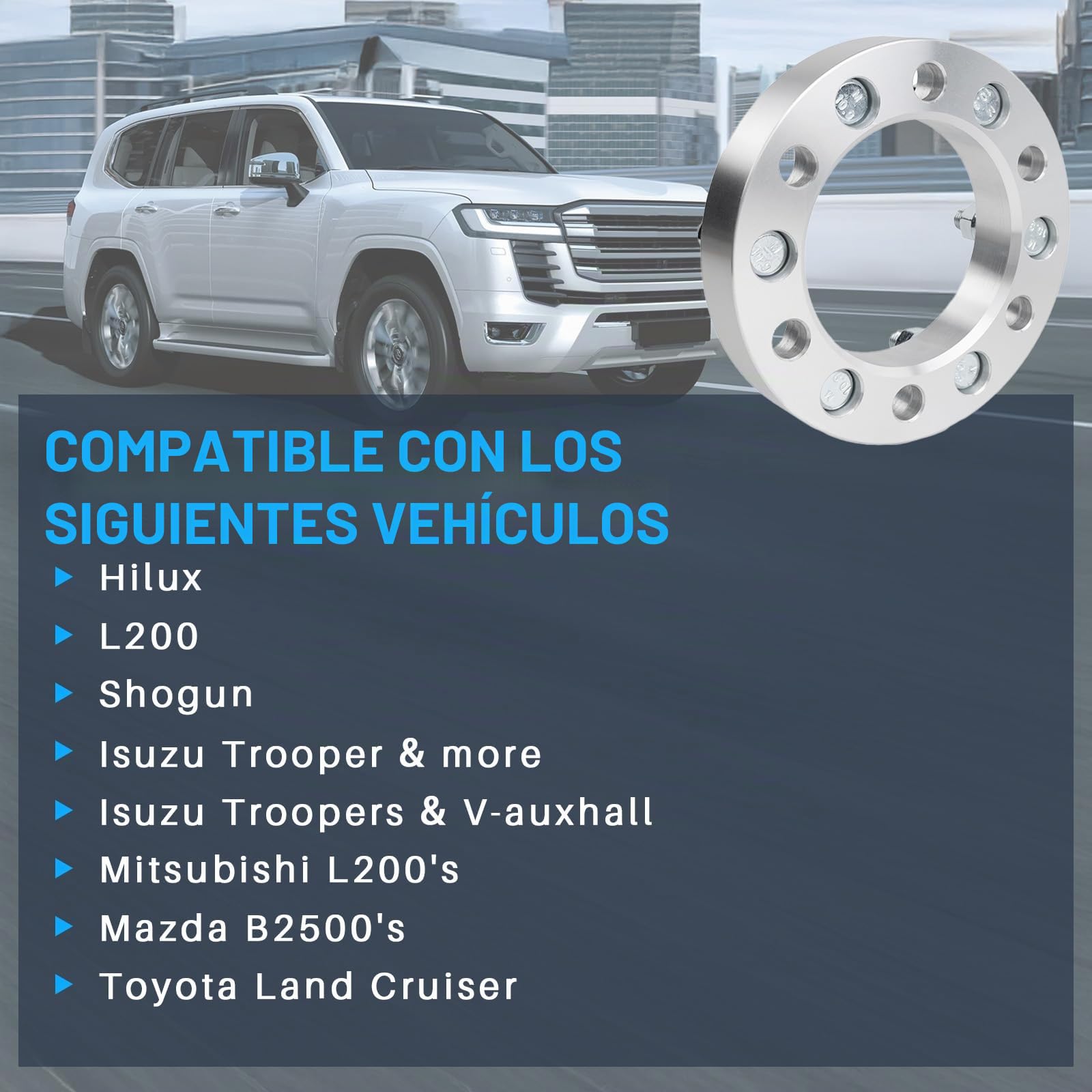 Separadores de rueda, grosor de 30 mm, orificio central de 108 mm, 6 pernos, compatible con F-0rd Ranger T-0-yota Hilux todos los años de construcción Landcruiser Pajero /4Runner/Isuzu 1969-2008 LM