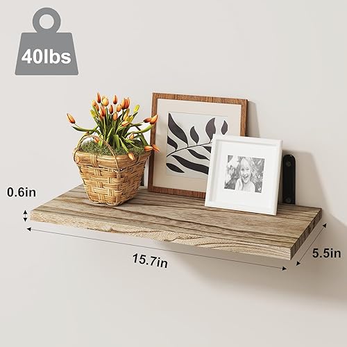 Miniatura 3 de Fixwal Estantes flotantes de pared para decoración de habitación, 4 juegos de estantes flotantes para almacenamiento en la pared, estante de madera