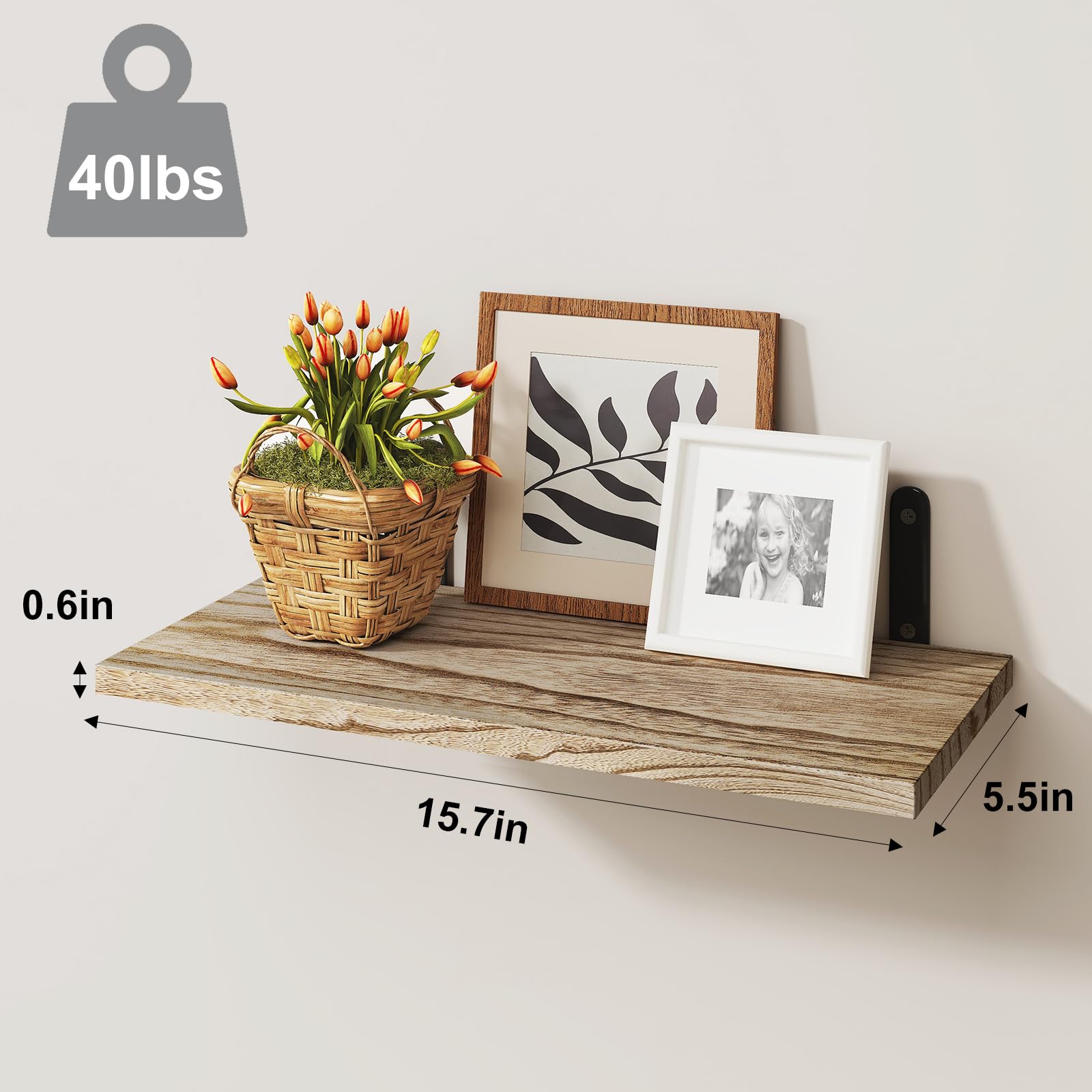 Sorbus Zwevende Planken Voor Aan De Muur - 24 Inch Wandplanken Voor Slaapkamer Keukeninrichting Badkamerplanken 3 Witte Zwevende Planken Voor Wand
