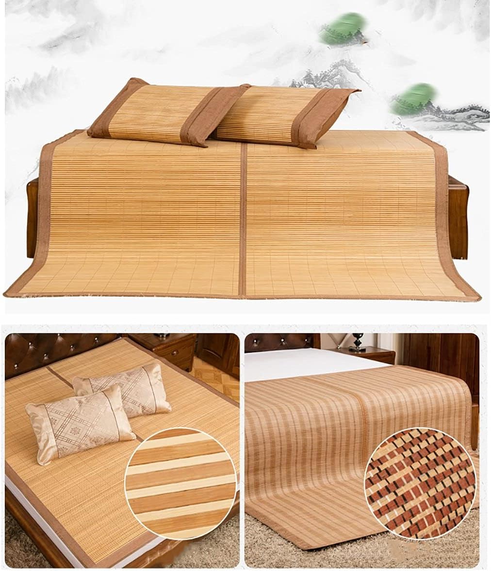Bamboo Summer Sleeping Mat Foldable Sleep Bedding, Folding Air Conditioning Mat Carbonized Bamboo Cooling Mattress Pad, Bedroom Cooling Mattress