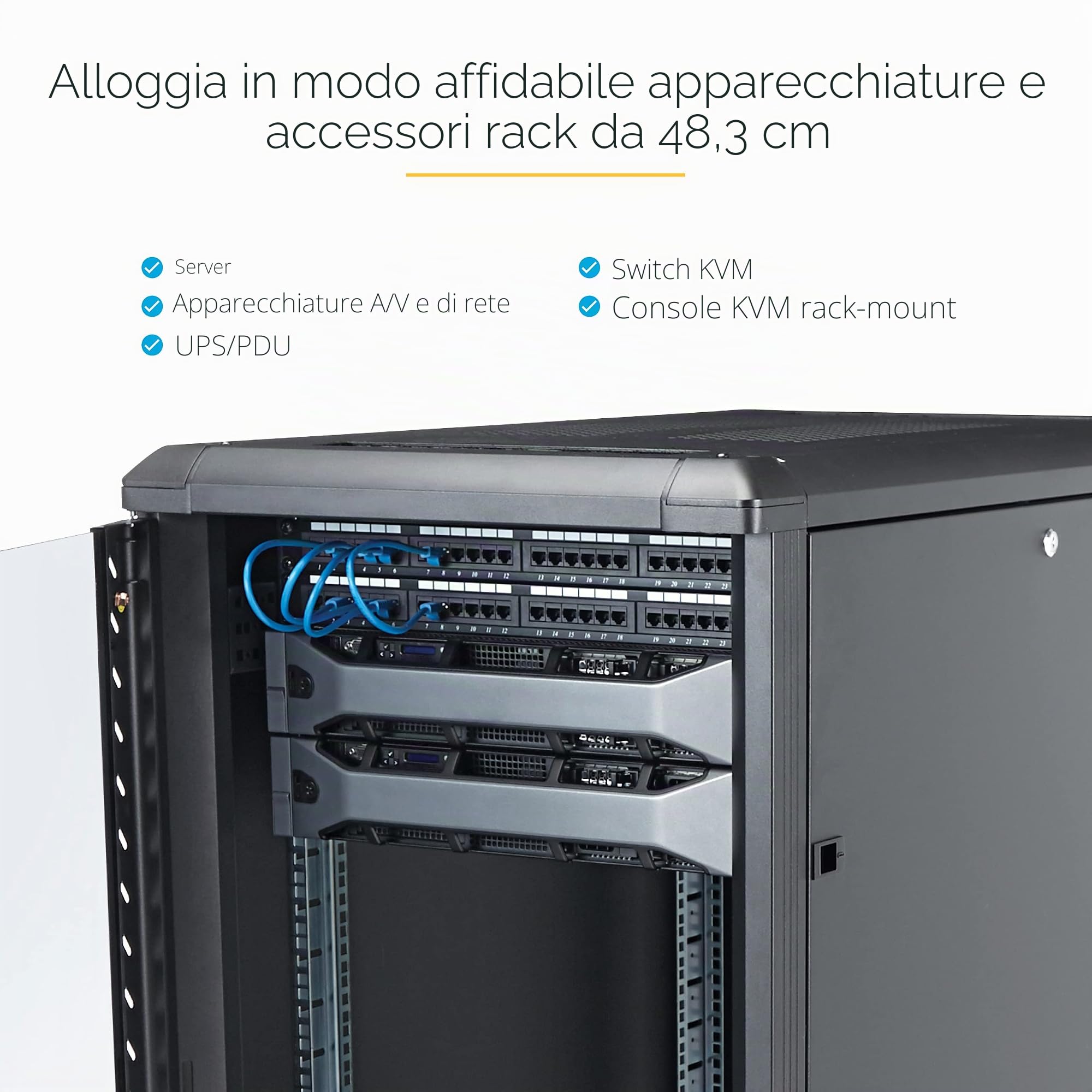 StarTech Armadio Server 32U 19" Chiuso 4 Montanti, 83cm, 800kg (RK3236BKF) | Serratura di Sicurezza, Profondità fino a 83cm, per Server e Data Center