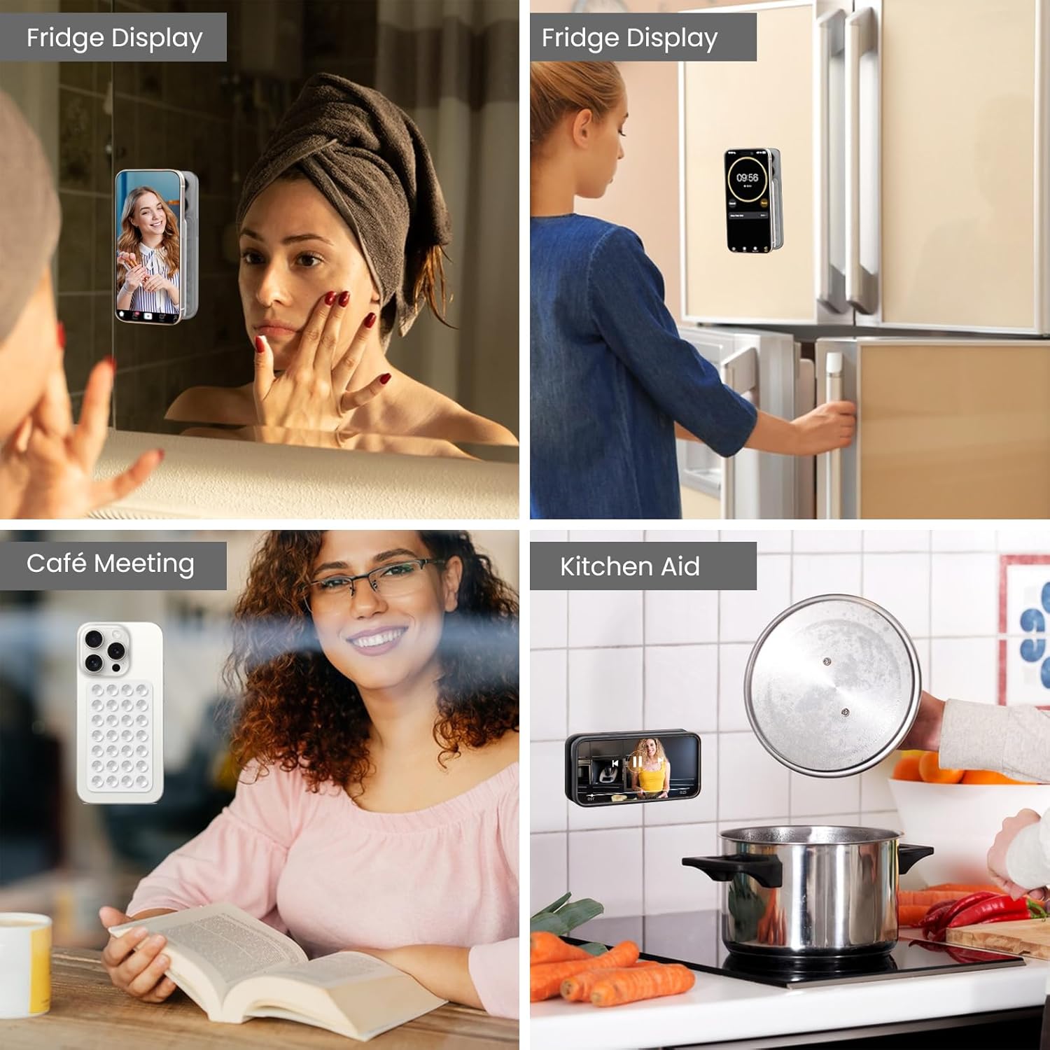 2 Pack Silicone Double-Sided Suction Phone Case Detachable Mount for iPhone and Android Cellphones, Strong Adhesion Holder Hands Free for Selfies and Videos - White