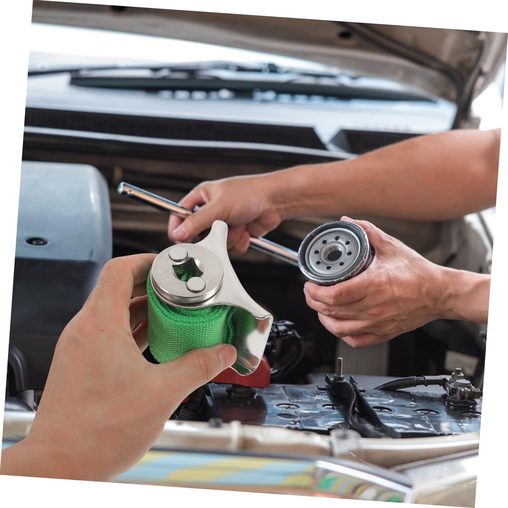 2 Stück Gurtschlüsselsatz aus Grünem Canvas mit Edelstahl Ergonomisches Design und Kompakte Größe für Ölfilter bei Motorradreparaturen und Auto Reparatur