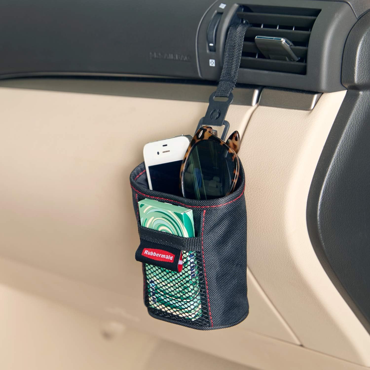 Rubbermaid Automotive Air Vent Catch All Storage Organizer: Cell Phone/Sunglasses Car Caddy, Soft Sided