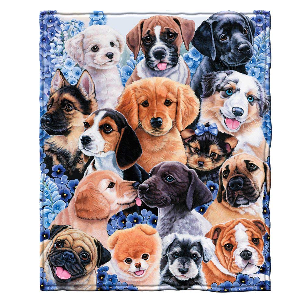Binienty Home Decor Soft Cozy Bedding Blankets, Adorable Puppies Golden Retriever Selfie Pattern, Lightweight Fleece Throw Blankets — image 1