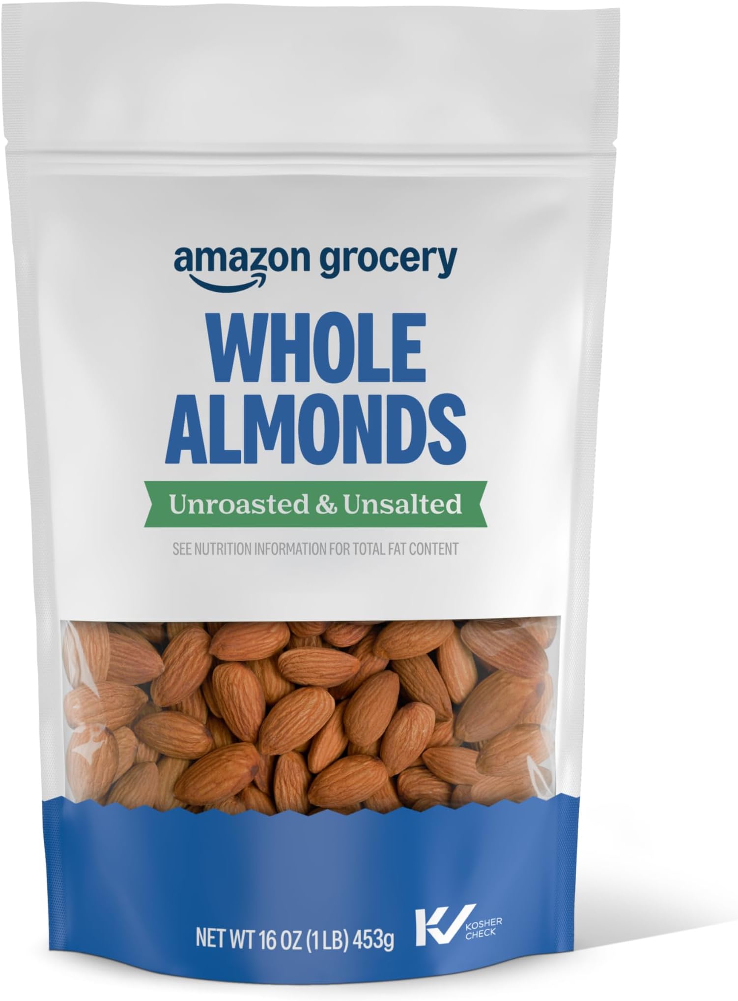 Whole Almonds, Unroasted & Unsalted, 16 Oz (Previously Happy Belly, Packaging May Vary)