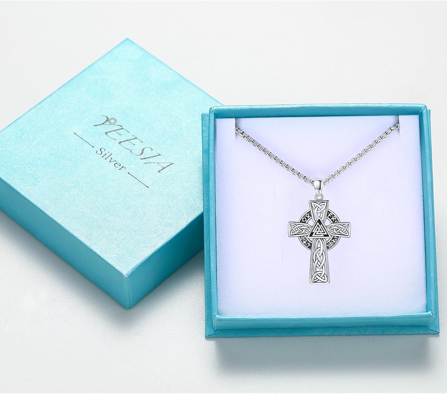 Cross Necklace for Women Men 925 Sterling Silver Black Jesus Crucifix Pendant Necklace Cross Jewelry Gift for Women Men