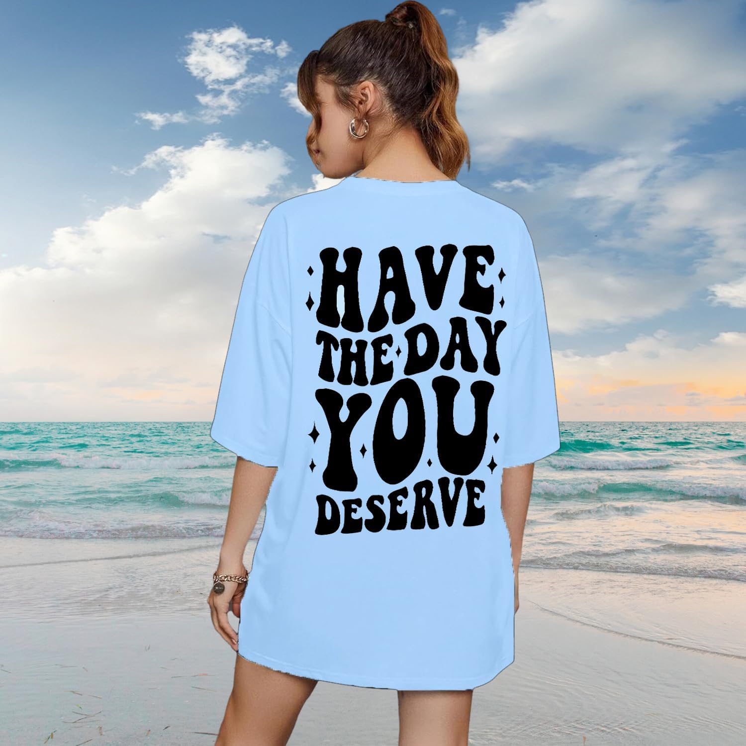 Graphic Tshirts for Women: Have The Day You Deserve Shirt Funny Skeletons Shirts Casual Graphic Tees Tops - Image 3